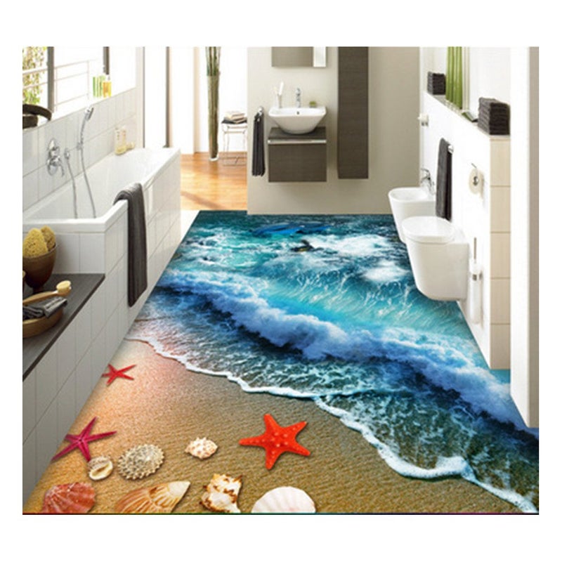 ZaH Thin Area Rug Non-Slip Doormat Carpet Printing Rug for Living Room, Bedroom, Kitchen, Bathroom (5x7-63"x90.6", Wave) - Image 1
